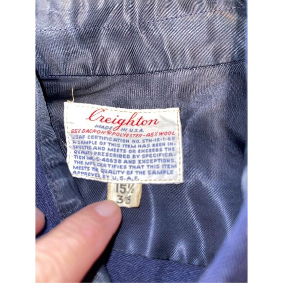 Vintage USAF Creighton Shirt Mens 15.5/33 Wool Blend Long Sleeve Made In USA - Picture 3 of 8